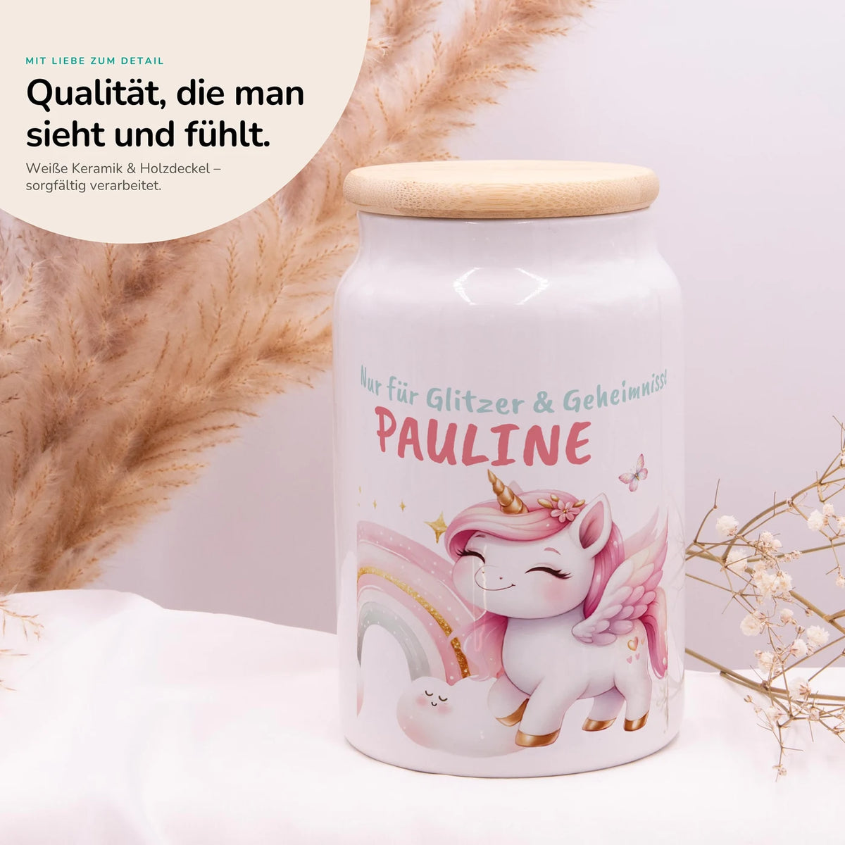 Personalisierbare Keksdose mit Name - Zauberhaftes Einhoen