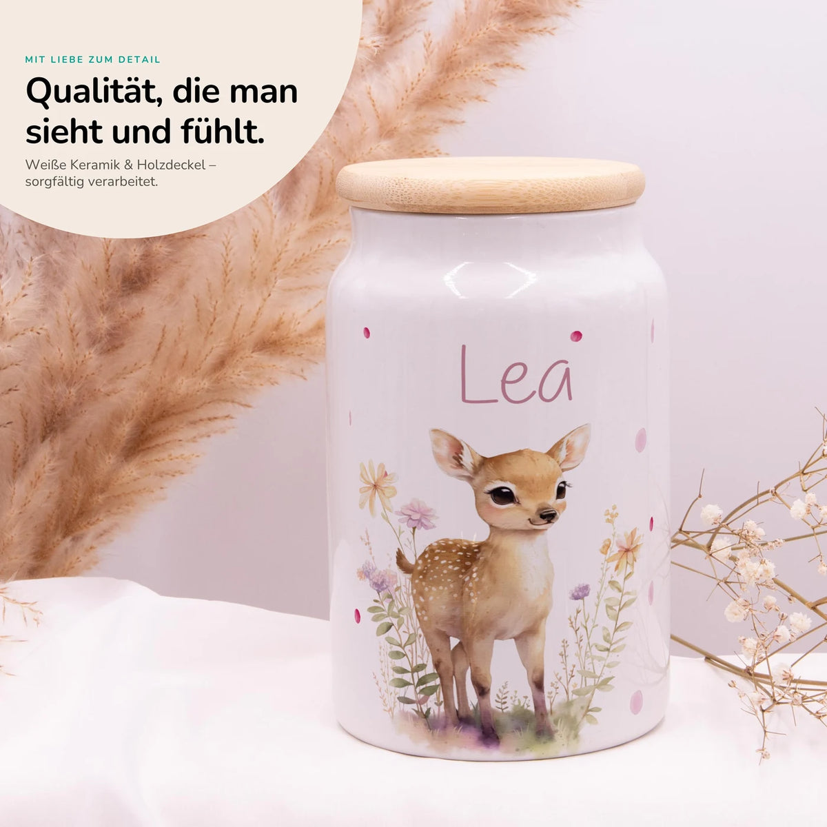 Personalisierbare Keksdose mit Name - Reh