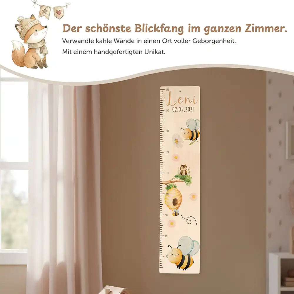 Messlatte Kinder Holz & Aluverbund - Bienen