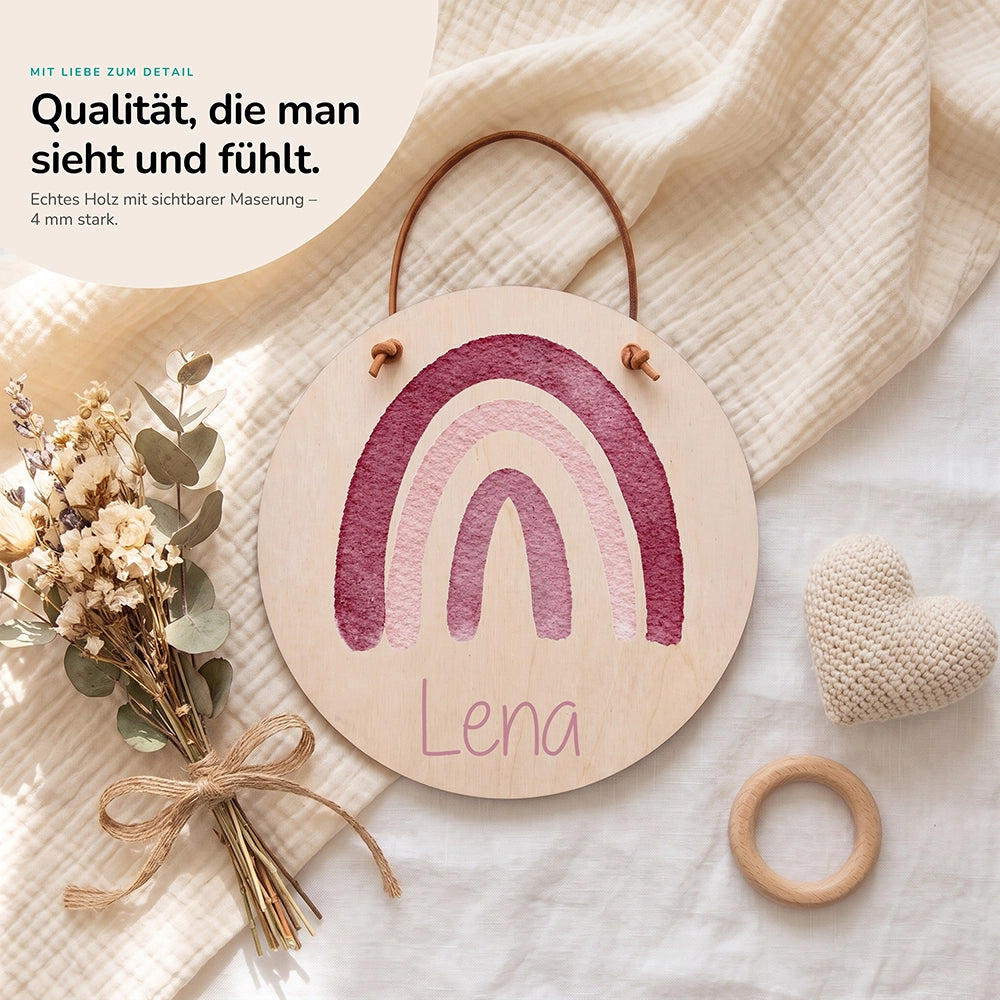 Türschild Kinderzimmer personalisiert mit Name Regenbogen