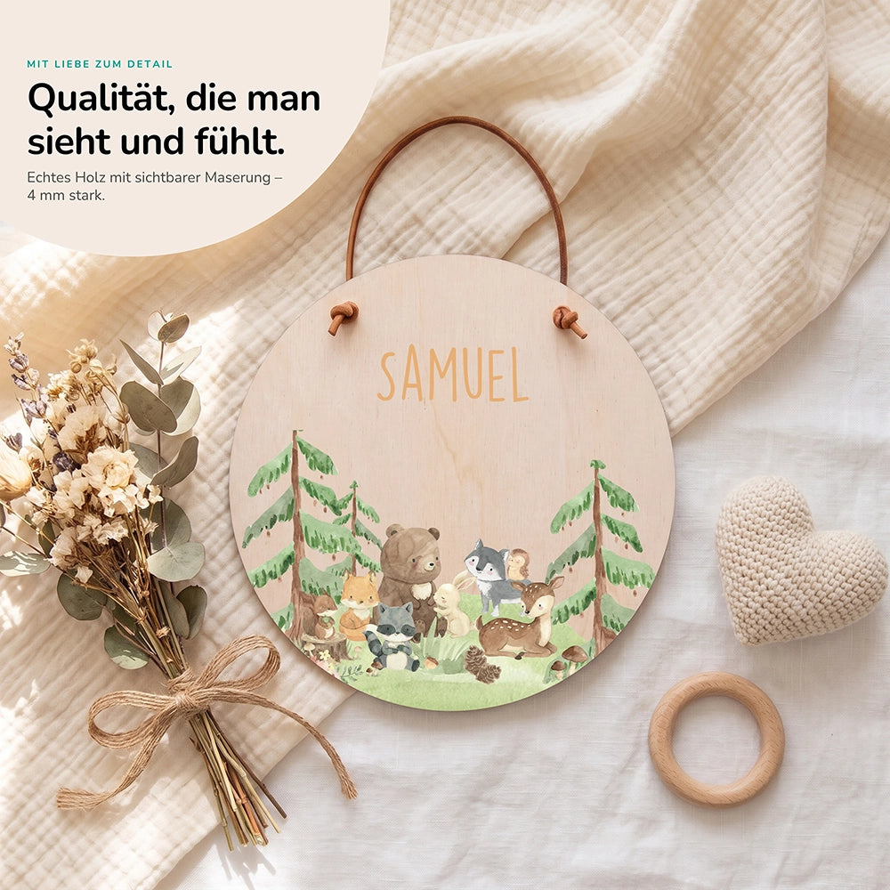 Türschild Kinderzimmer personalisiert mit Name Waldtiere