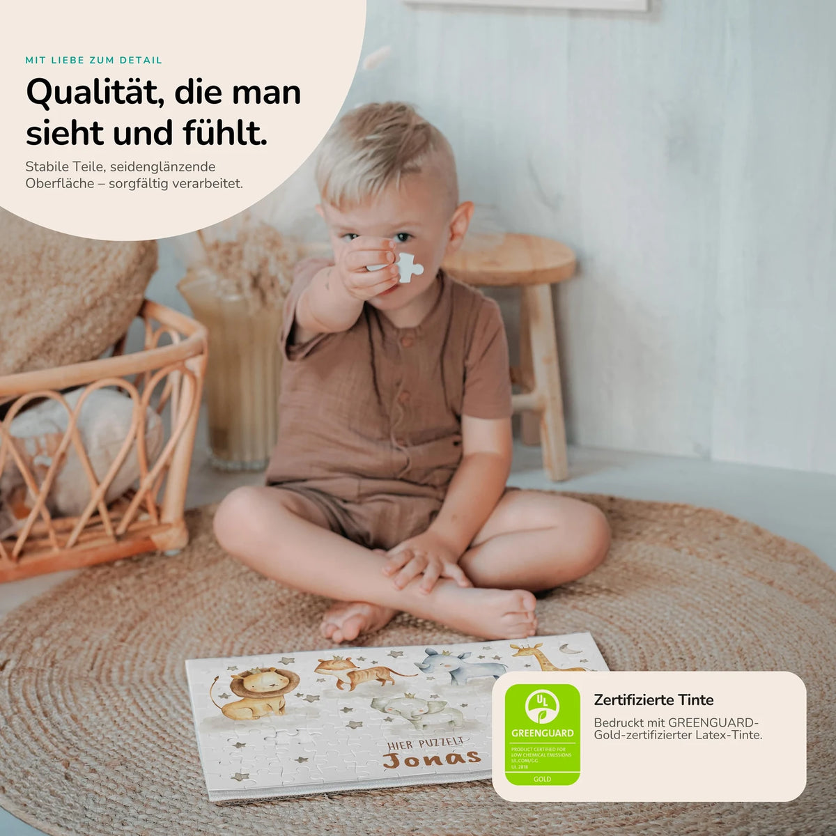Kinderpuzzle personalisiert mit Namen - Wilde Safari