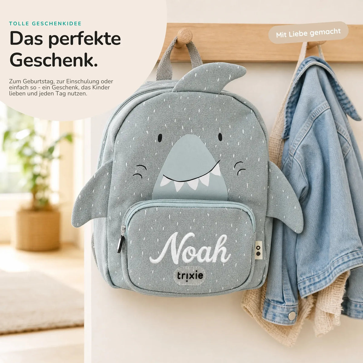 Trixie Kindergartenrucksack Hai, zwei Größen Klein und Groß