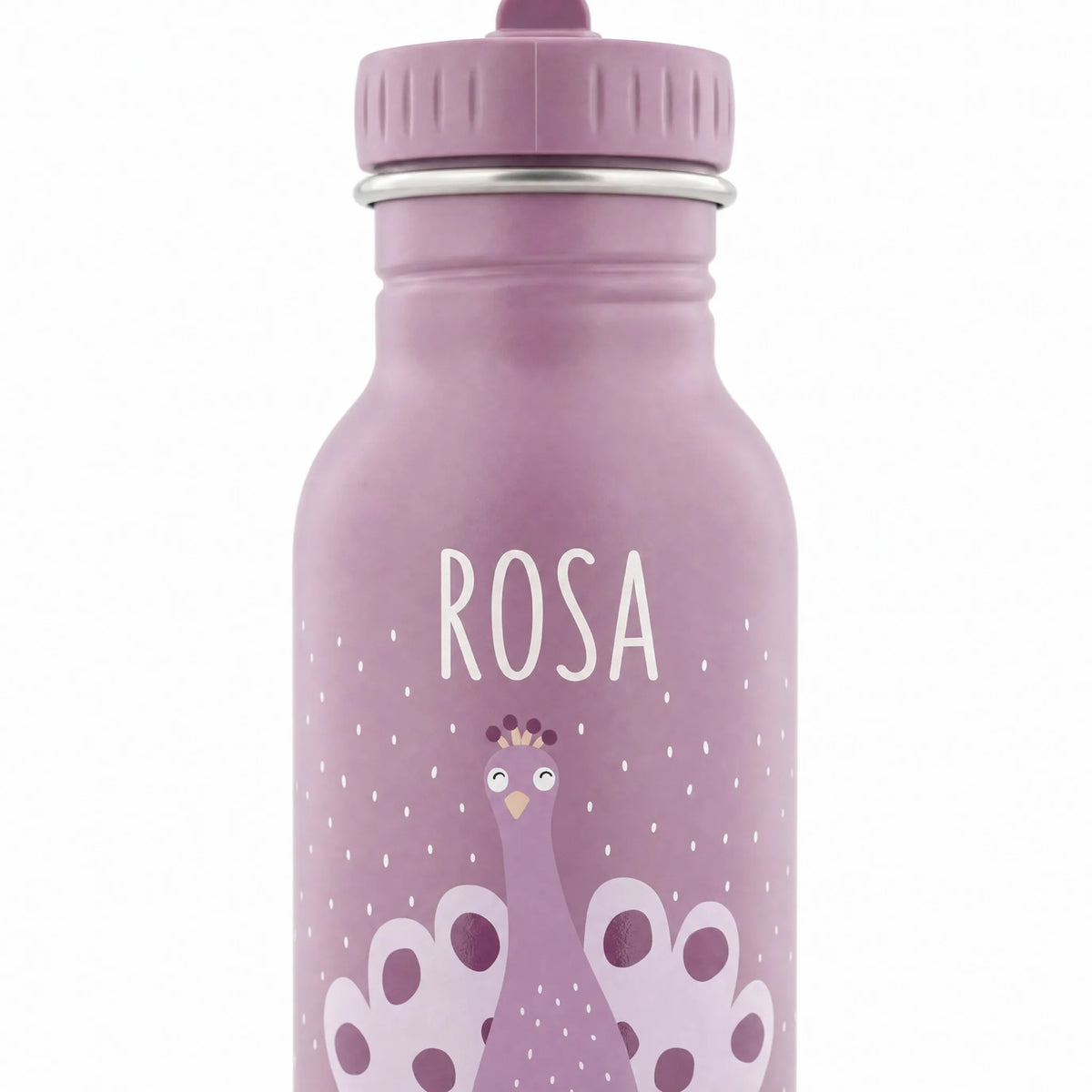 Trixie Trinkflasche Kinder Pfau, für Kita und Schule, mit Wunschname