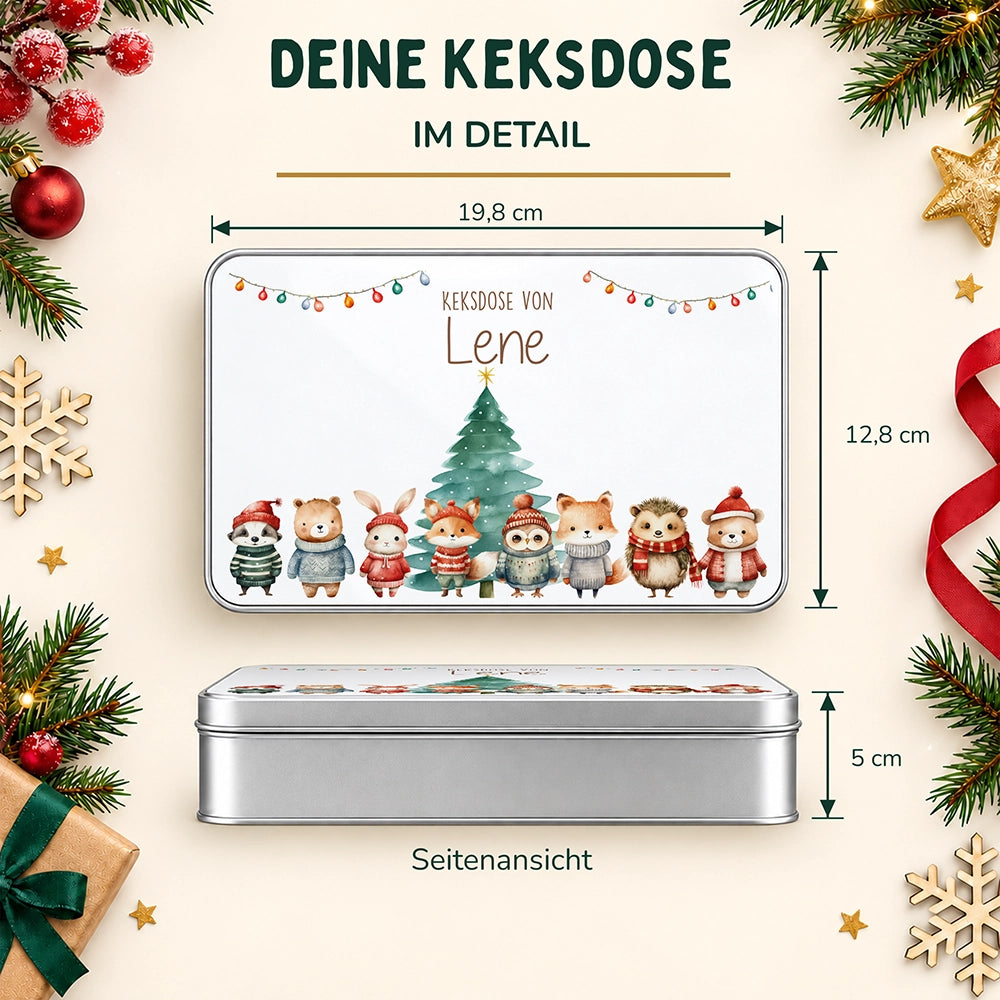 Keksdose aus Metall personalisiert - Winterwald-Freunde