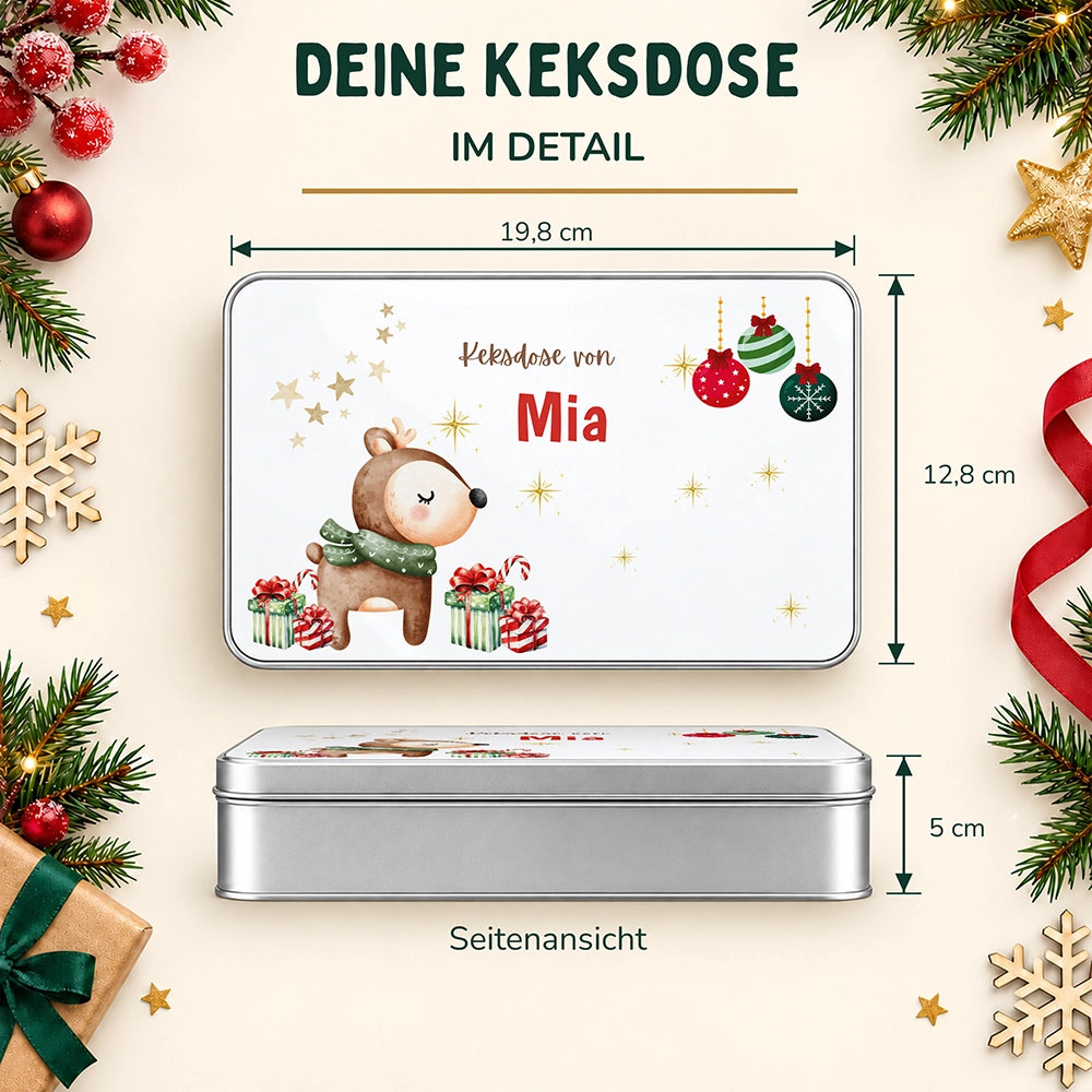 Keksdose aus Metall personalisiert - Waldzauber im Winter