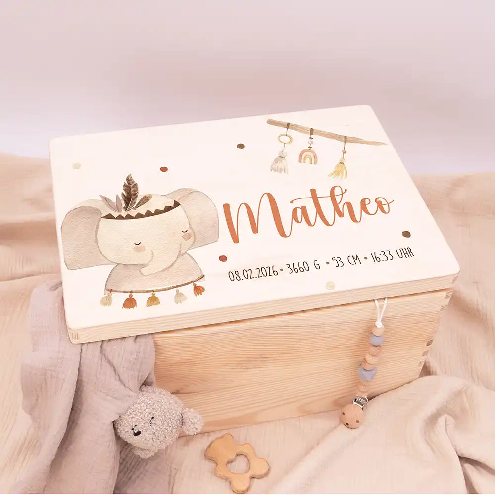 Erinnerungsbox Baby Elephant Boho