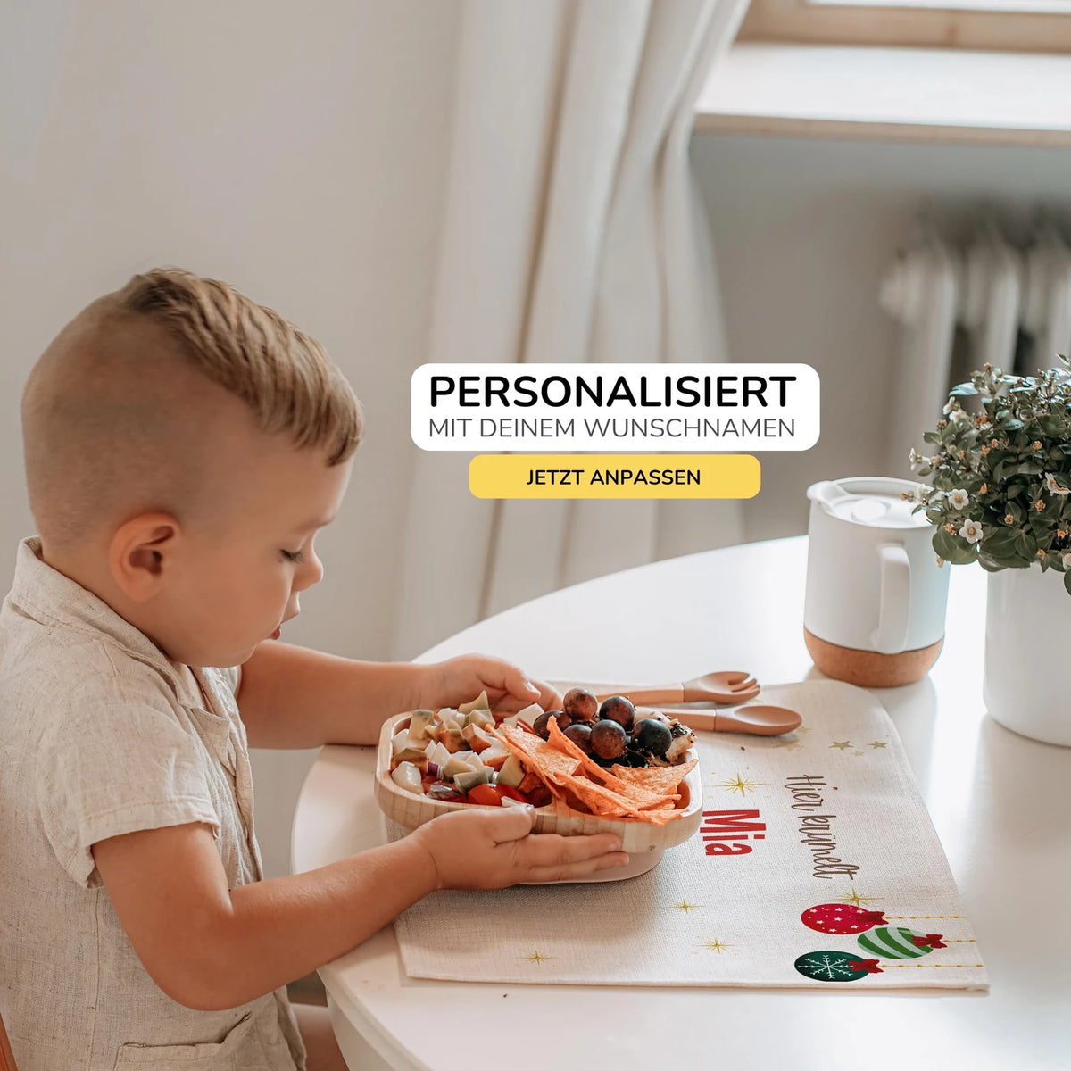 Tischset Kinder personalisiert Weihnachtsmotiv - Reh