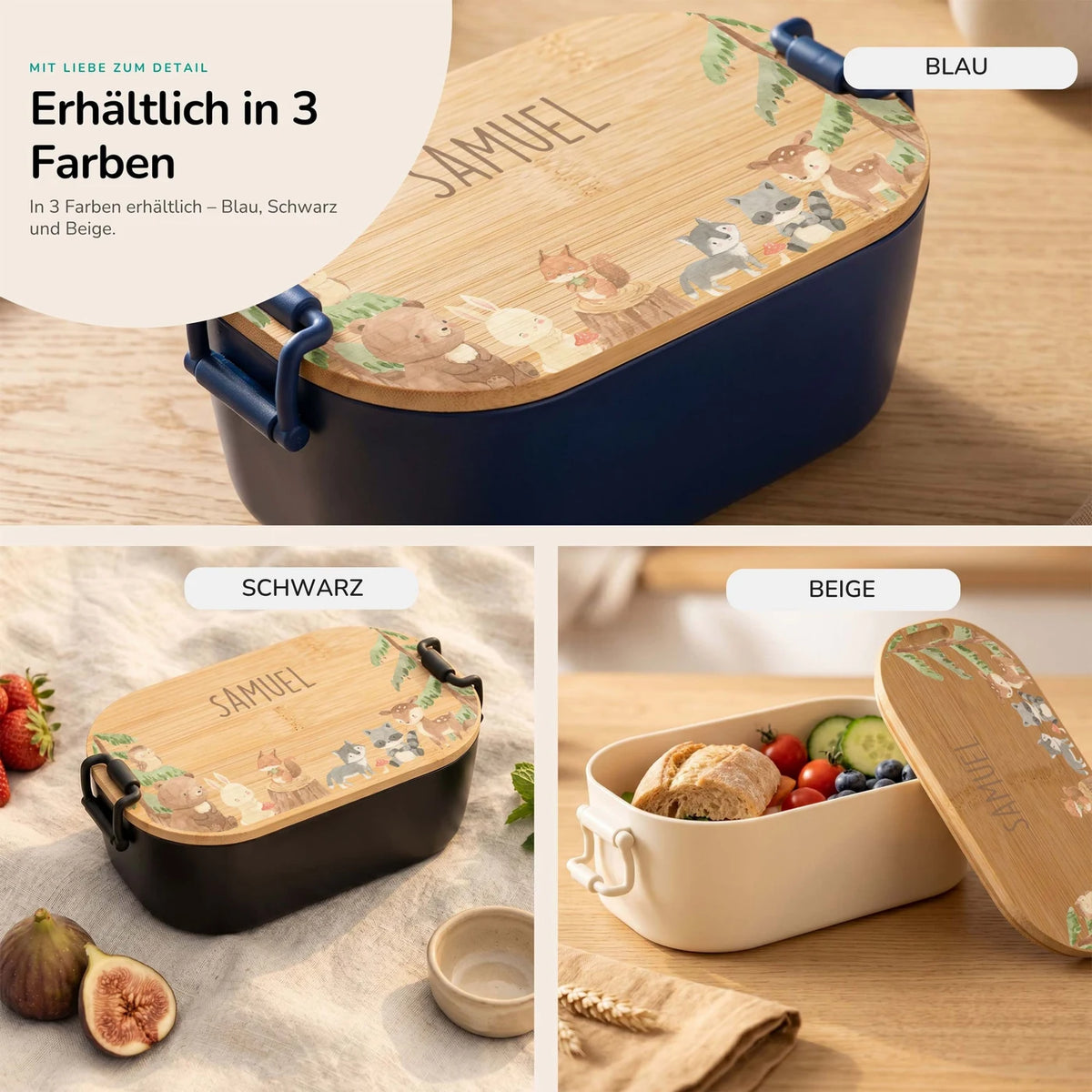 Brotdose Kinder personalisiert, Waldtiere