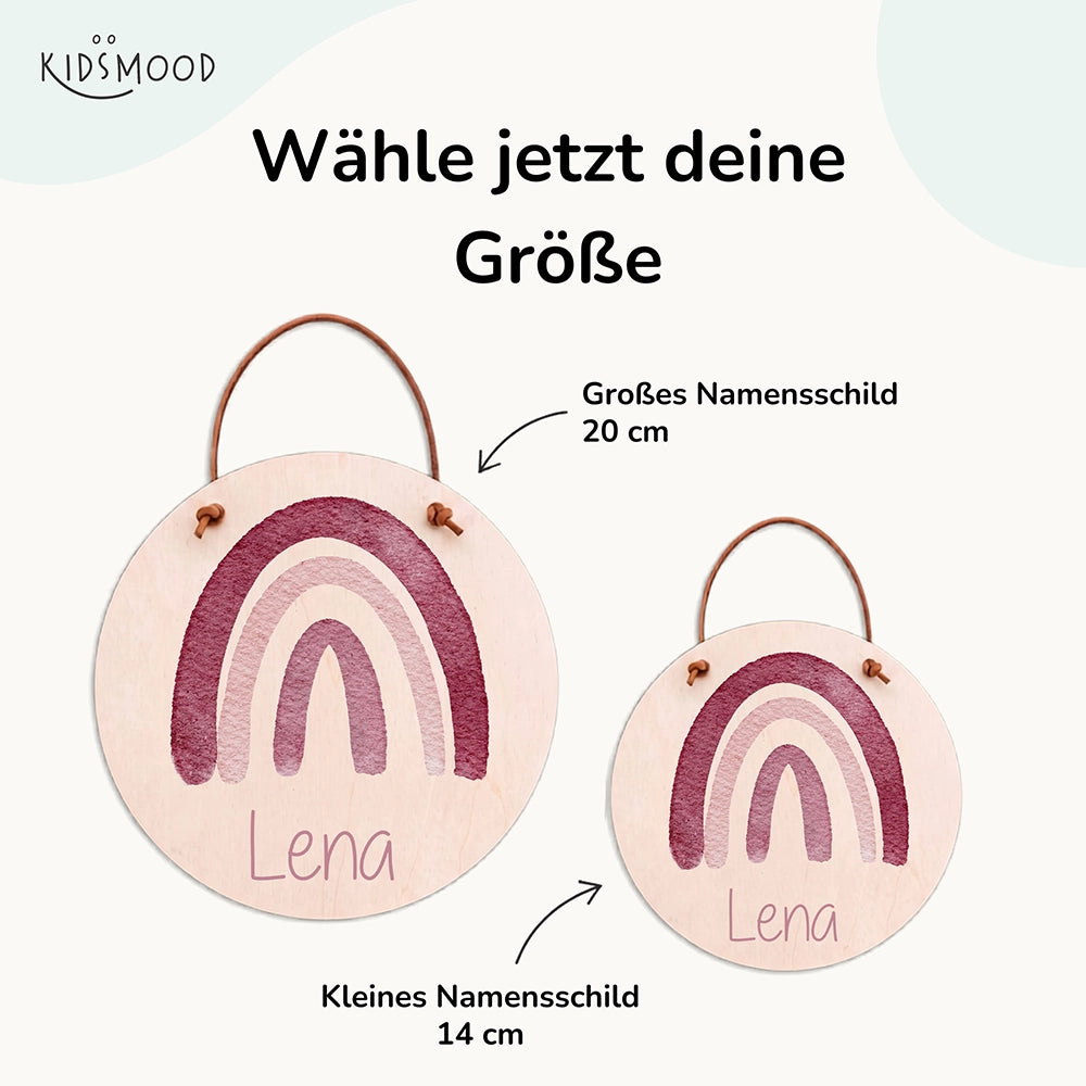 Türschild Kinderzimmer personalisiert mit Name Regenbogen
