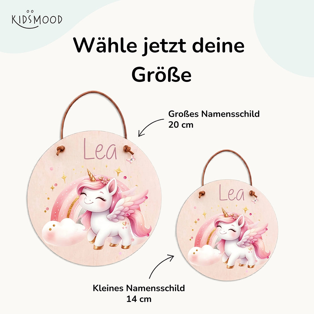 Türschild Kinderzimmer personalisiert mit Name Einhorn