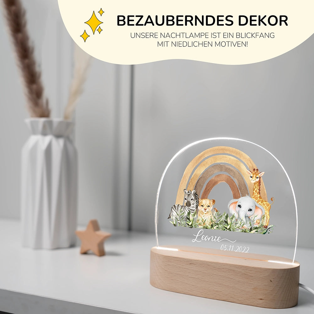 Personalisierte Nachtlampe Regenbogen als Deko im Kinderzimmer