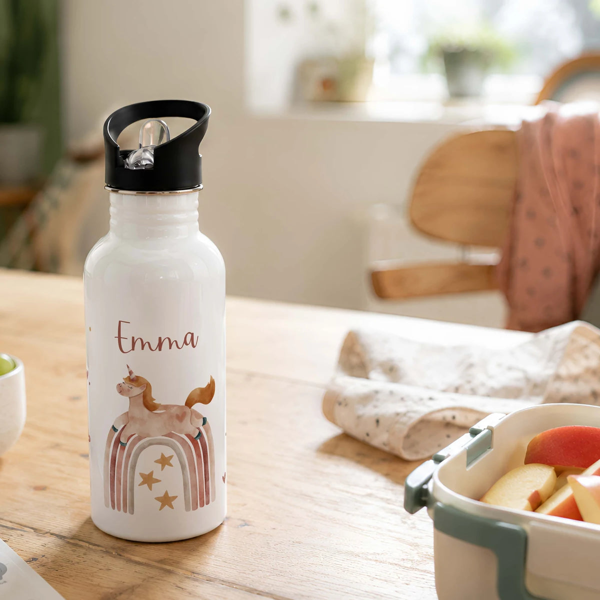 Trinkflasche Kinder Edelstahl - Regenbogen Einhorn