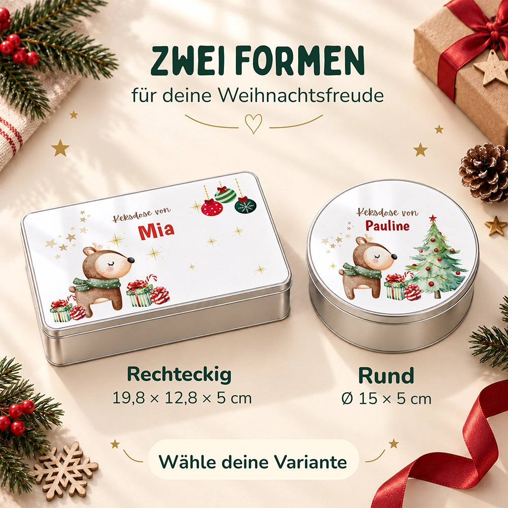 Keksdose aus Metall personalisiert - Waldzauber im Winter