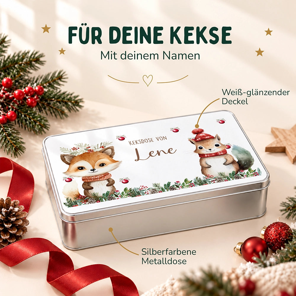 Keksdose aus Metall personalisiert - Eichhörnchen