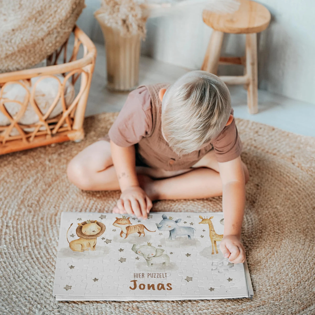 Kinderpuzzle personalisiert mit Namen - Wilde Safari