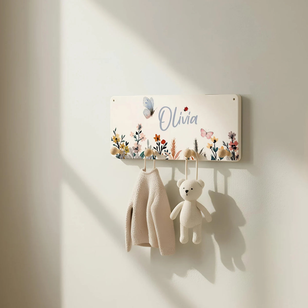 Kindergarderobe Holz personalisiert - Flora