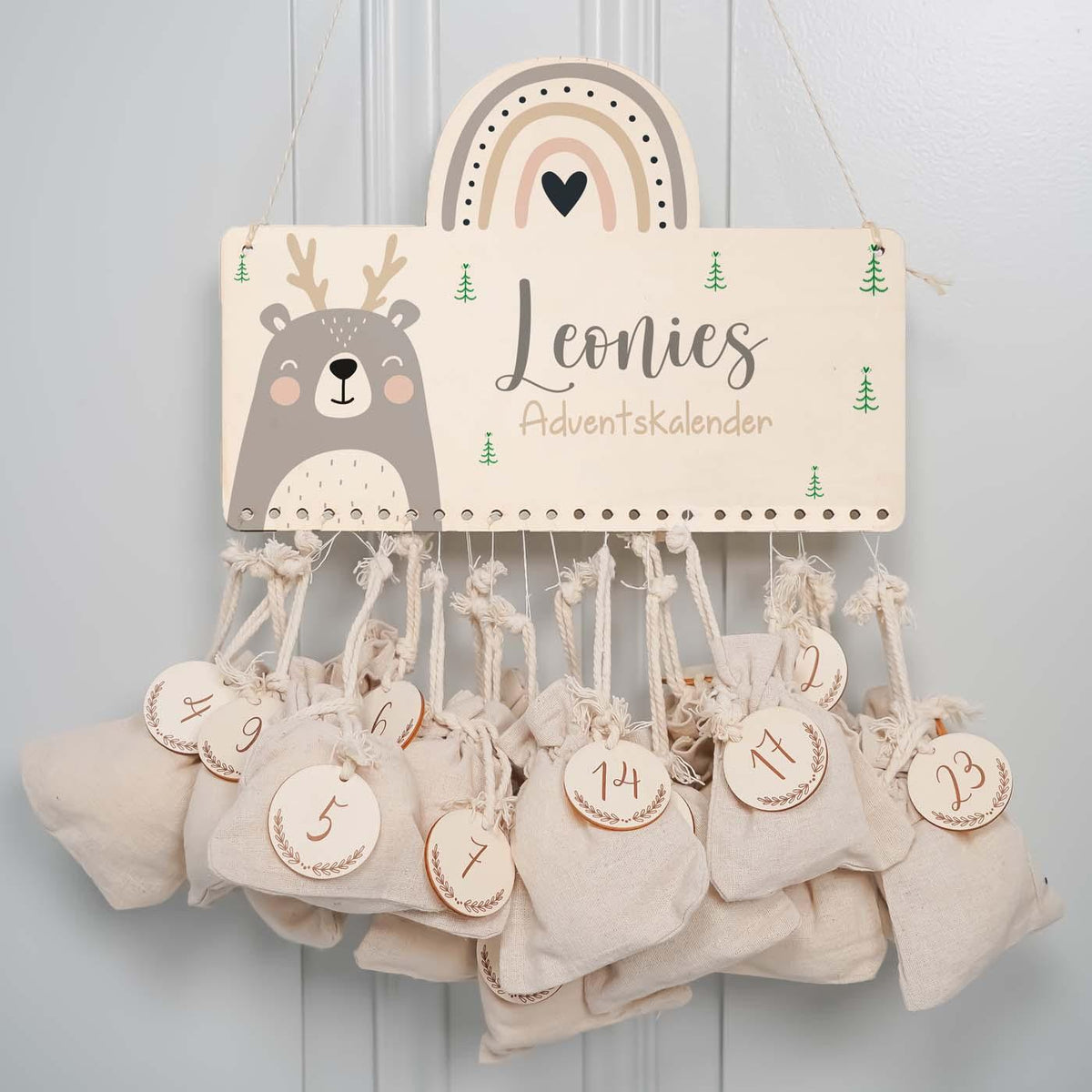 personalized rainbow advent calendar with custom name