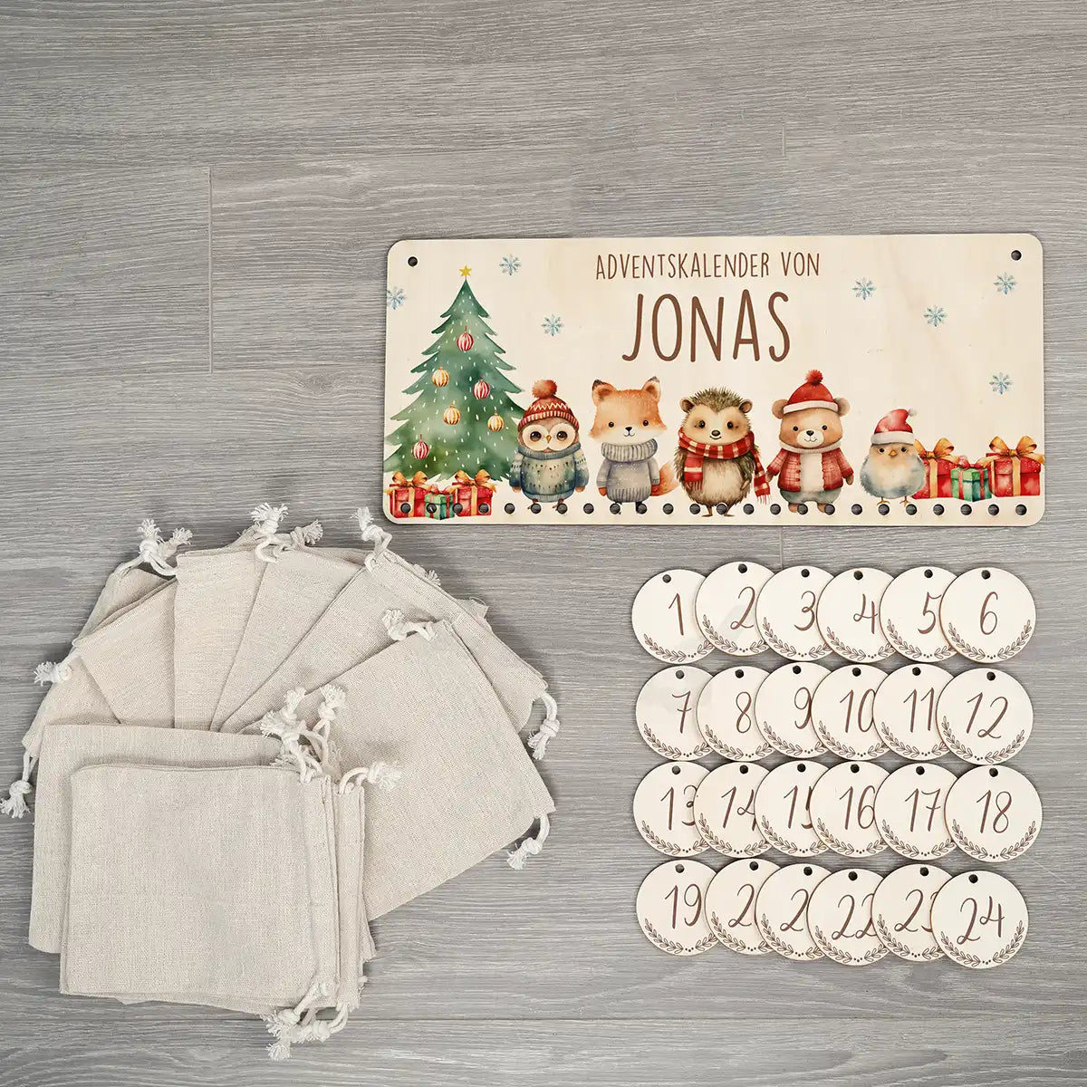 Personalisierbarer Adventskalender farbig - Weihnachtsglück