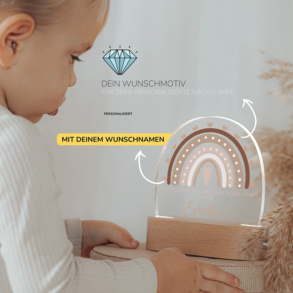 Kleinkind mit Nachtlicht Regenbogen mit Wunschnamen â Babygeschenk personalisiert