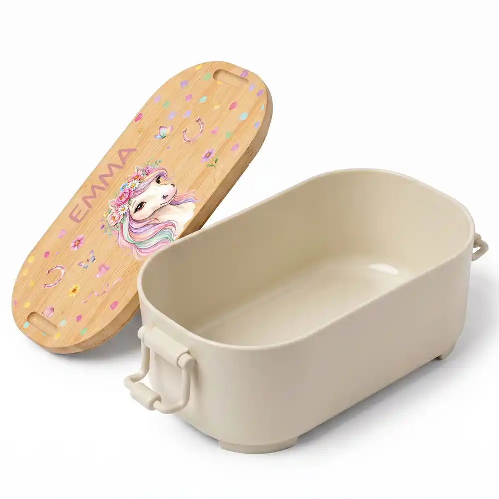 Brotdose Kinder personalisiert, Einhorn Blumenkranz