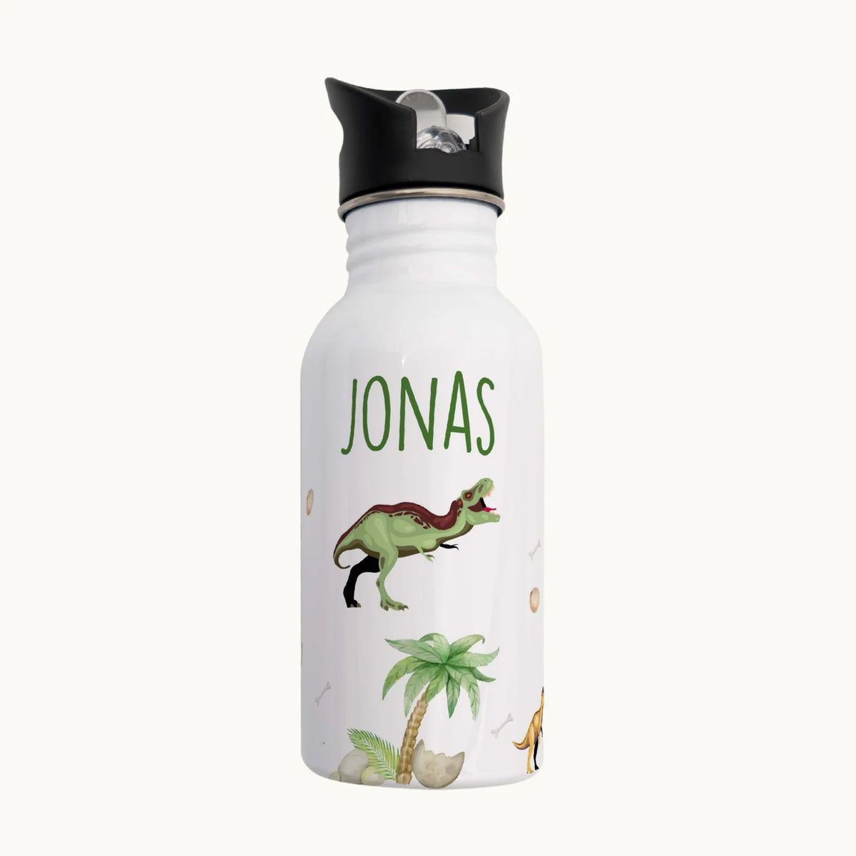 Trinkflasche Kinder Edelstahl - Dino Abenteuer - Personalisierbar mit Namen