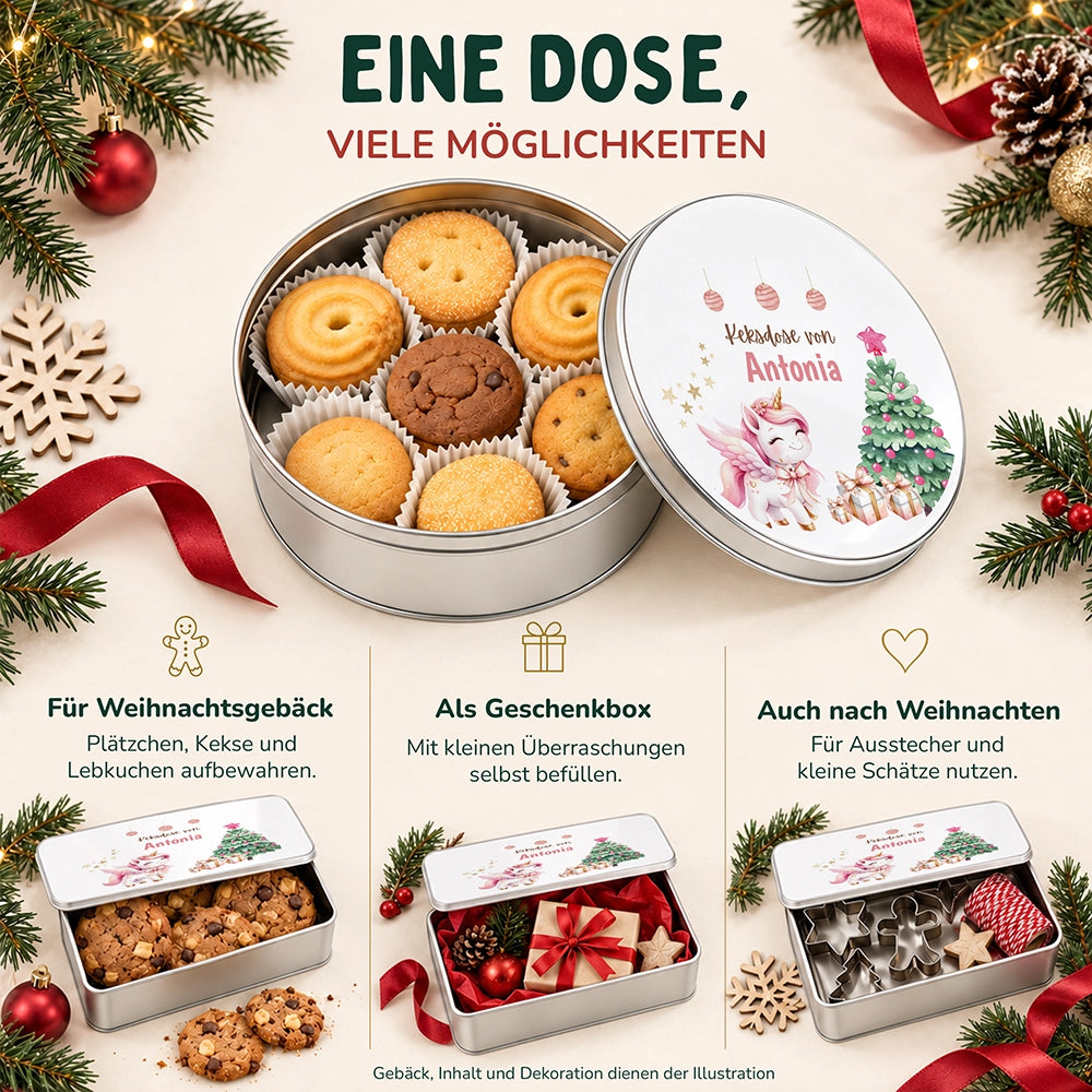 Keksdose aus Metall personalisiert - Einhorn