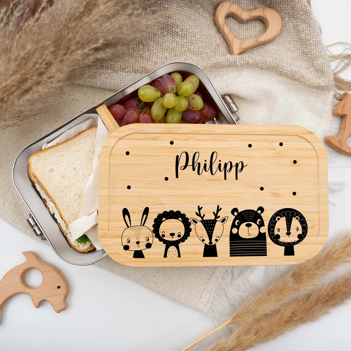 Brotdose personalsiert Tierfamilie