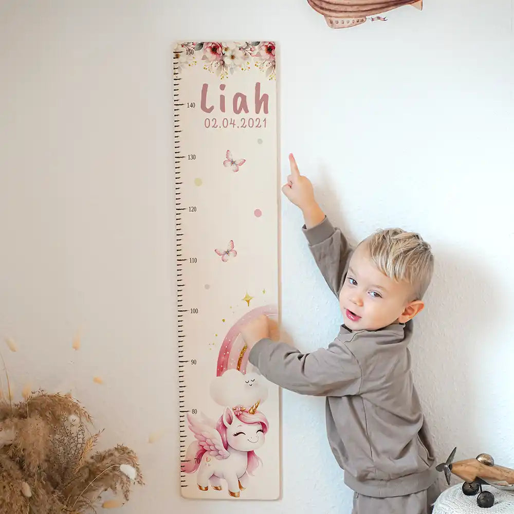 Messlatte Kinder Holz & Aluverbund - Einhorn
