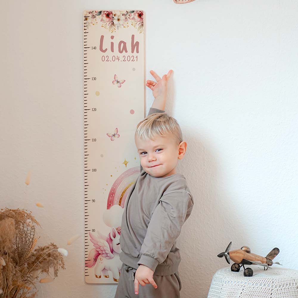 Messlatte Kinder Holz & Aluverbund - Einhorn