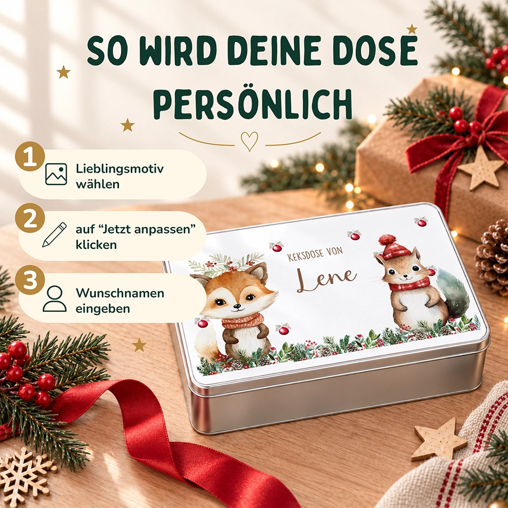 Keksdose aus Metall personalisiert - Eichhörnchen