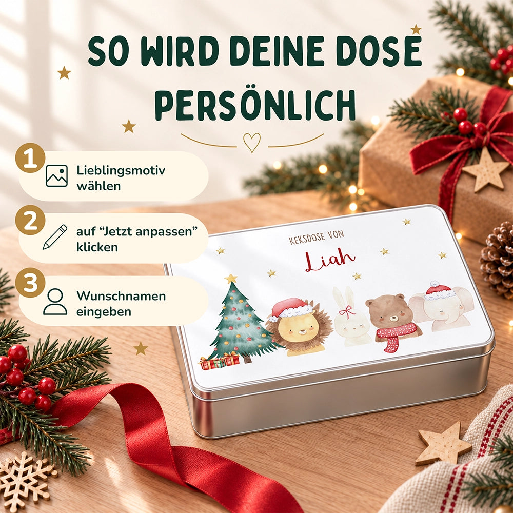Keksdose aus Metall personalisiert - Weihnachten