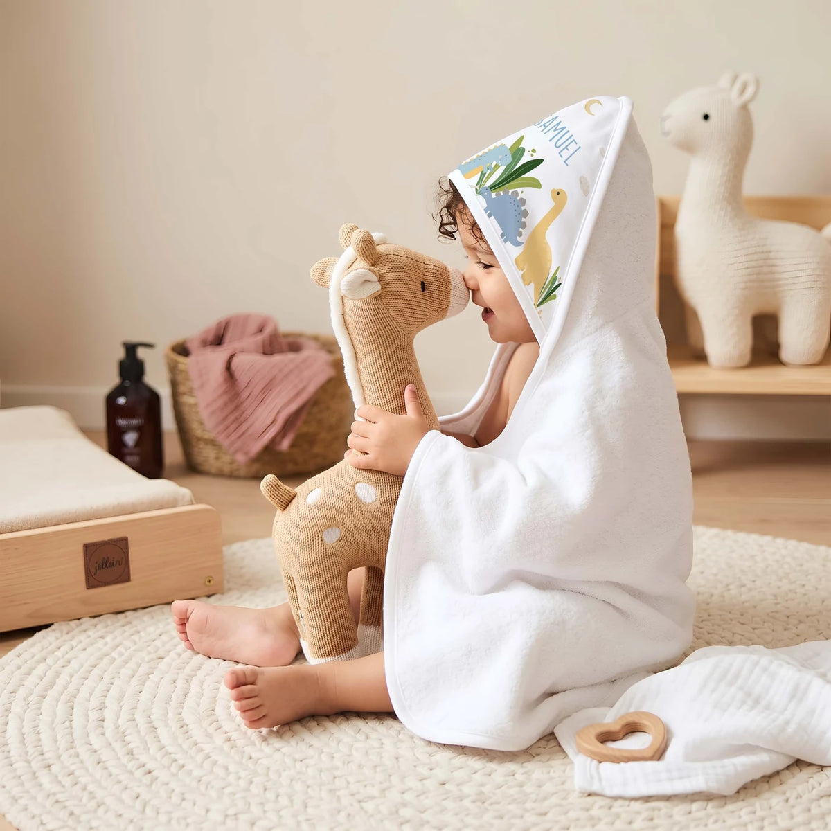 Personalisiertes Kapuzenhandtuch Baby â Dinosaurier Mond