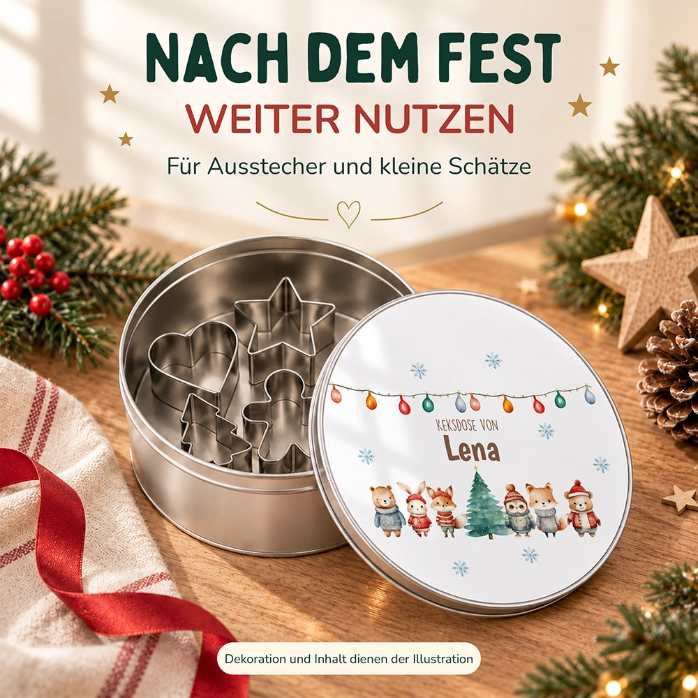 Keksdose aus Metall personalisiert - Winterwald-Freunde