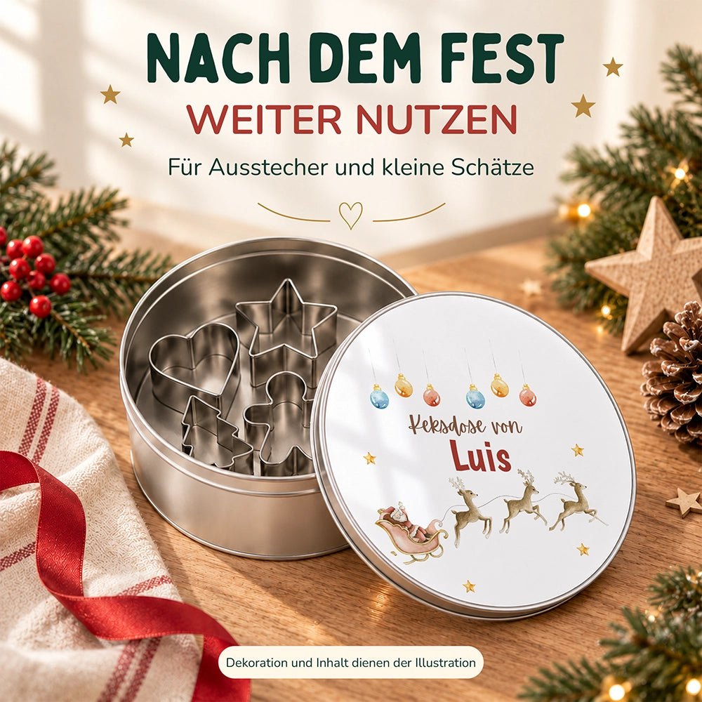 Keksdose aus Metall personalisiert - Rentiere