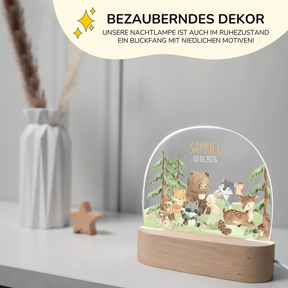 Nachtlicht Kinder personalisiert - Süße Tierfreunde