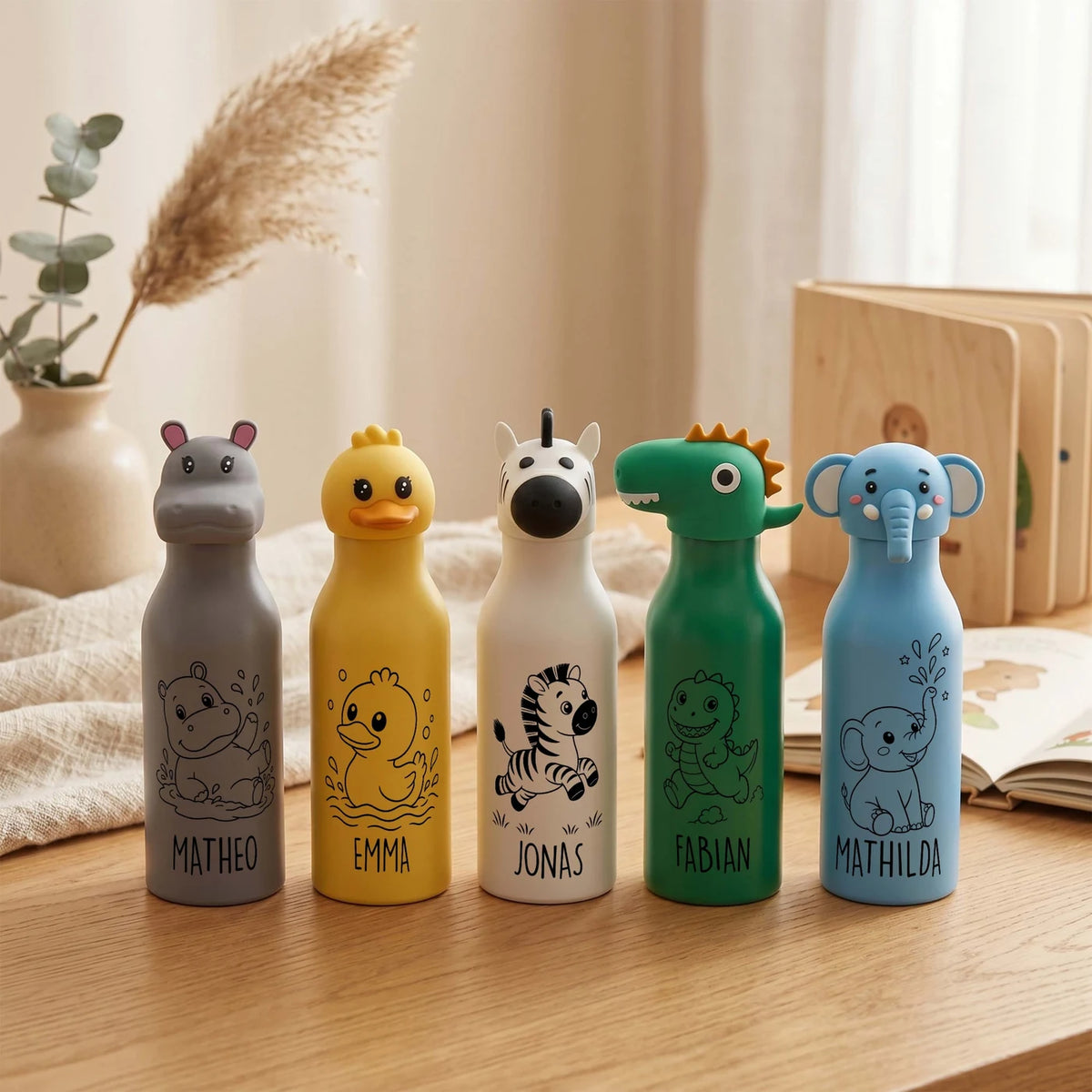 Personalisierte Trinkflasche Kinder Nilpferd – 450 ml