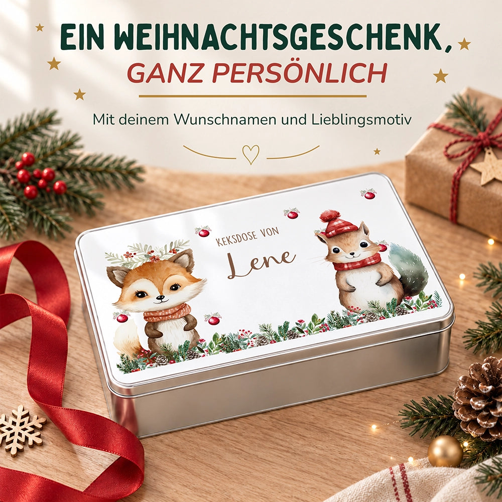 Keksdose aus Metall personalisiert - Eichhörnchen