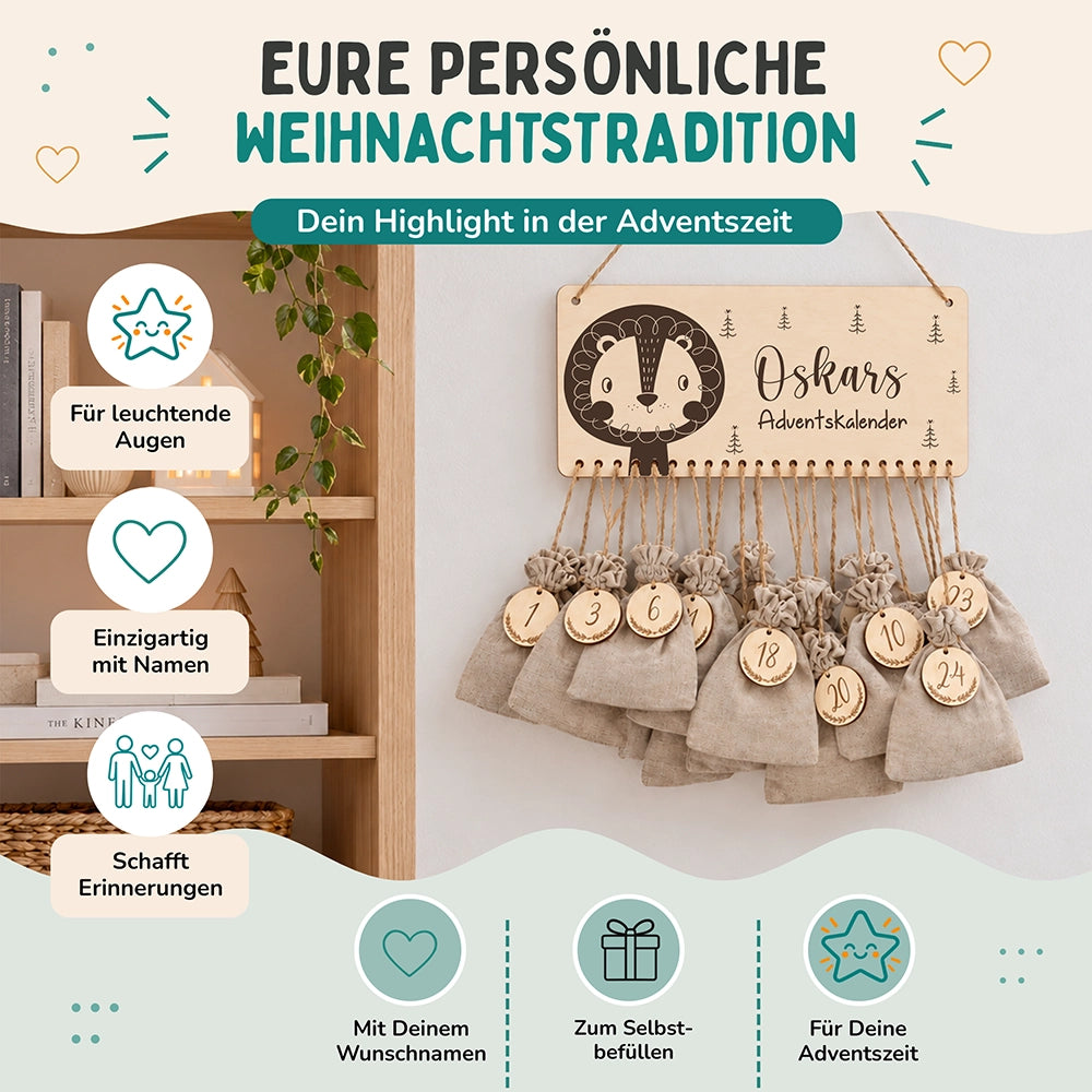 Adventskalender Kinder - Löwe Gravur