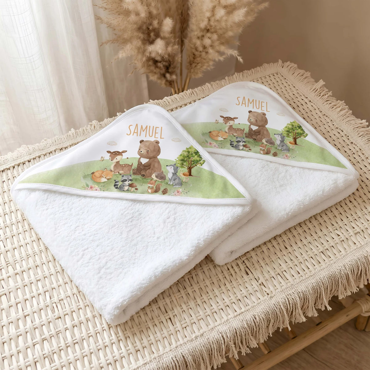 Personalisiertes Kapuzenhandtuch Baby â Waldparade