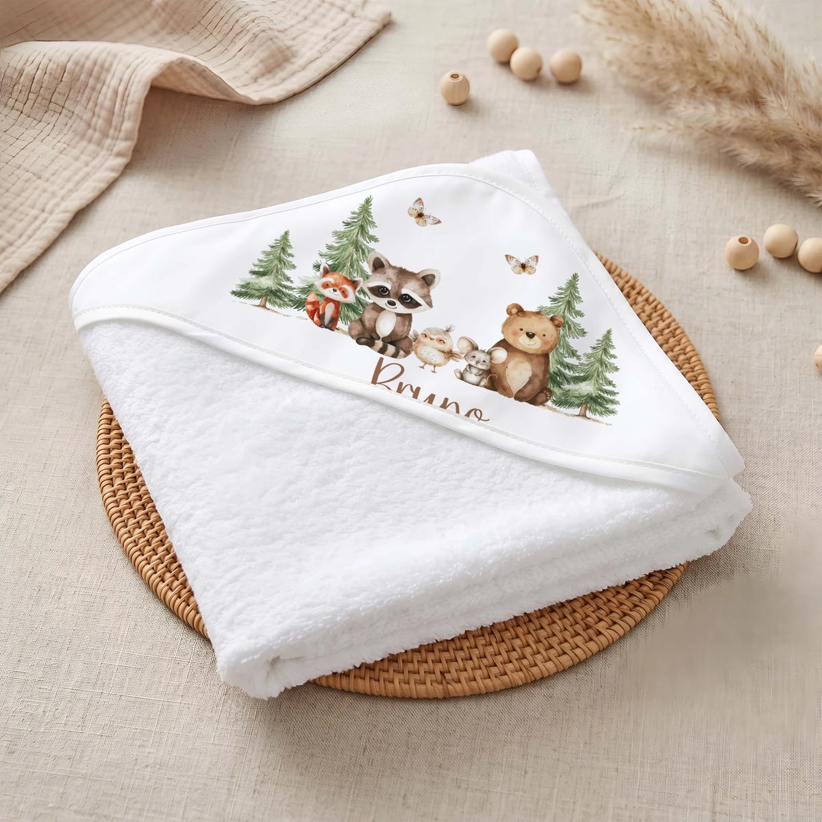 Personalisiertes Kapuzenhandtuch Baby â Waldfreunde Bande