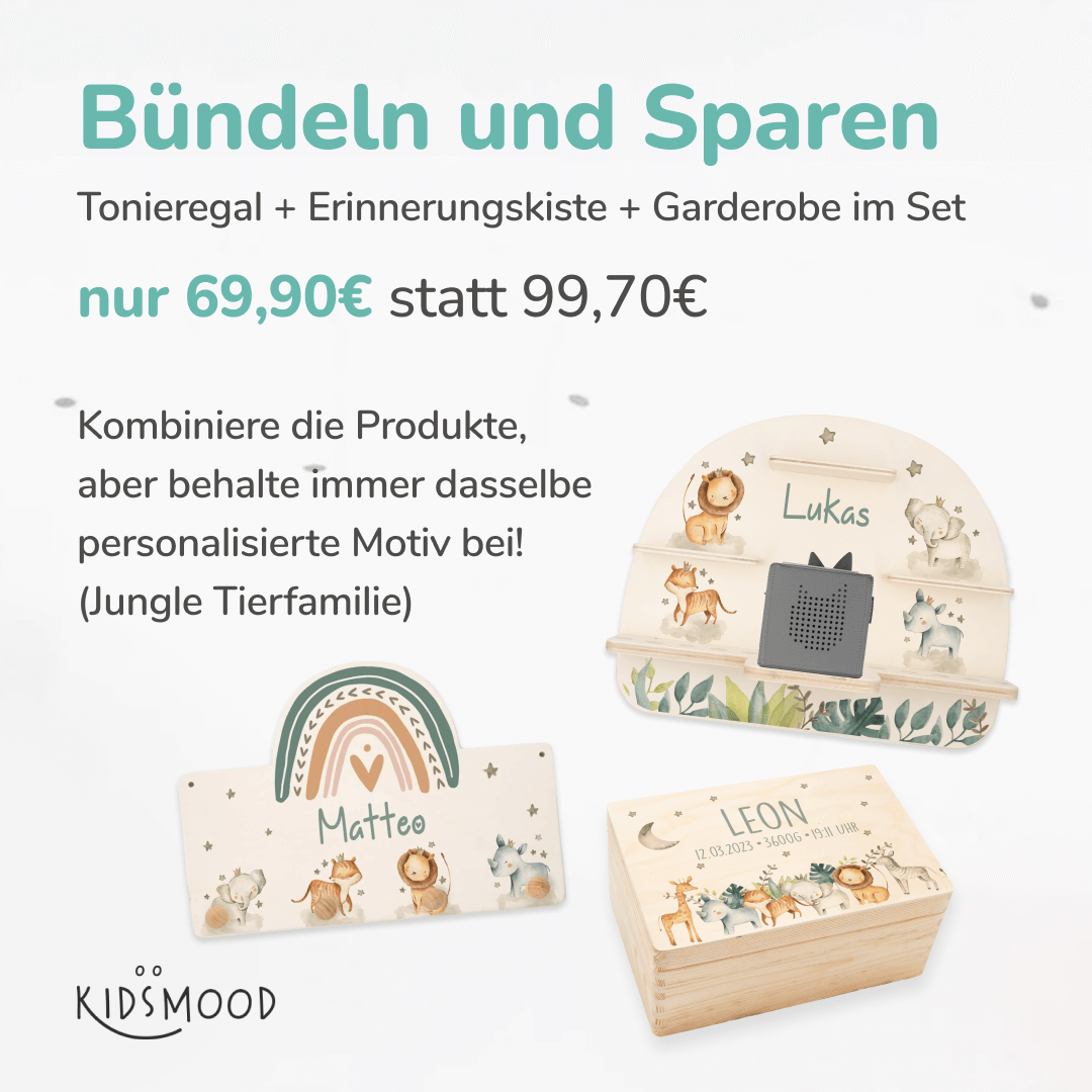 detailansicht des personalisierten safari-bundles mit namen