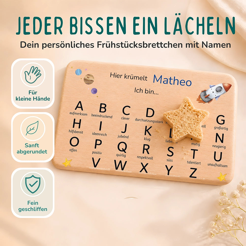 ABC Brettchen Kinder personalisiert – Weltraum Rakete