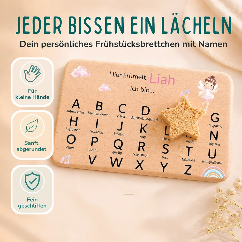 ABC Brettchen Kinder personalisiert – Ballerina Regenbogen