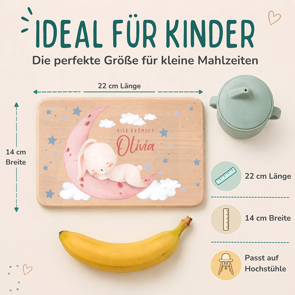 Frühstücksbrettchen Holz personalisiert - Baby Hase