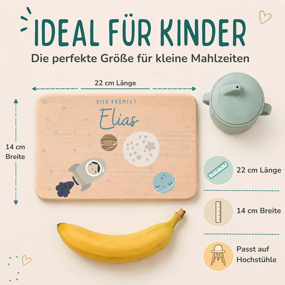 Frühstücksbrettchen Holz personalisiert - Weltall