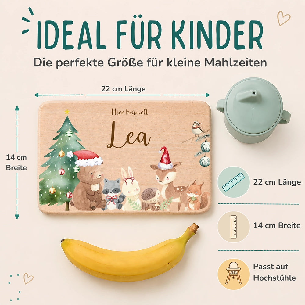 Frühstücksbrettchen Weihnachten mit winterlichen Tierfreunden - Geschenk Weihnachten