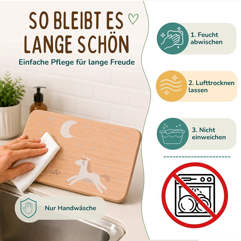 Frühstücksbrettchen Holz Einhorn