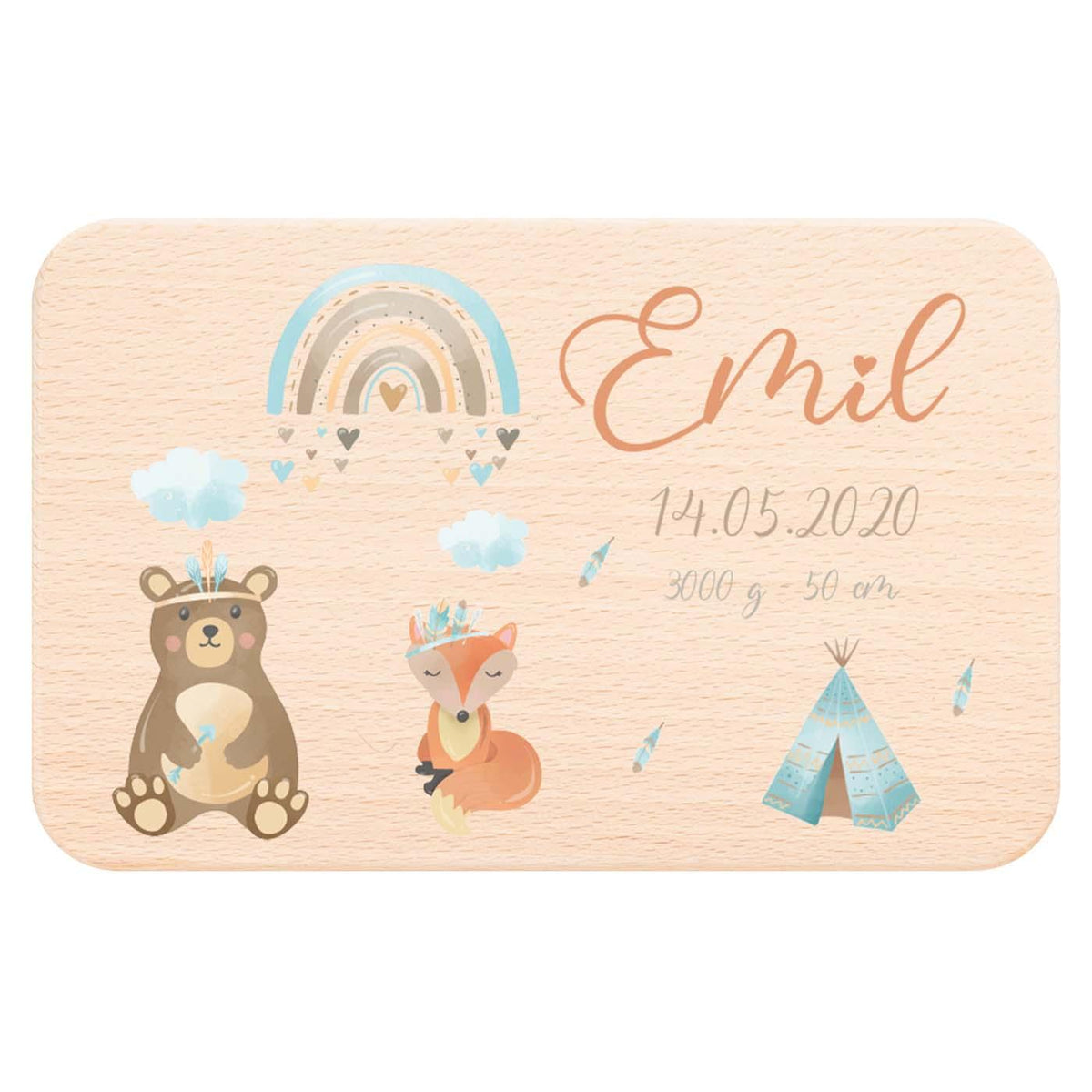 frühstücksbrettchen mit tipi motiv für kinder