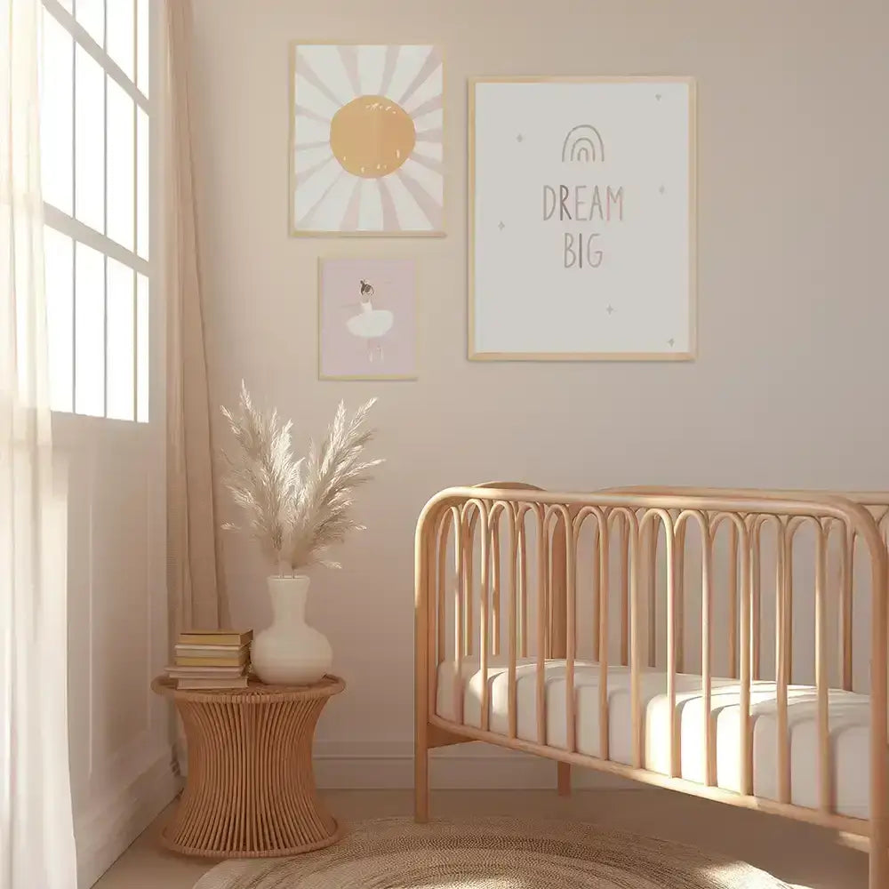 Poster 3er-Set - Sonne, Ballerina & Dream Big fĂĽrs Kinderzimmer